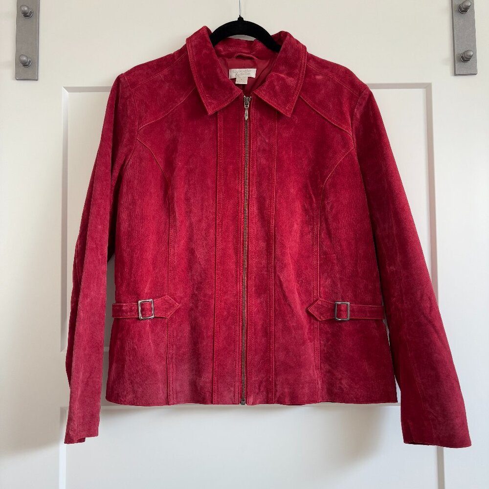 Christopher & Banks Lined, Red, Pig Leather Jacket, Large